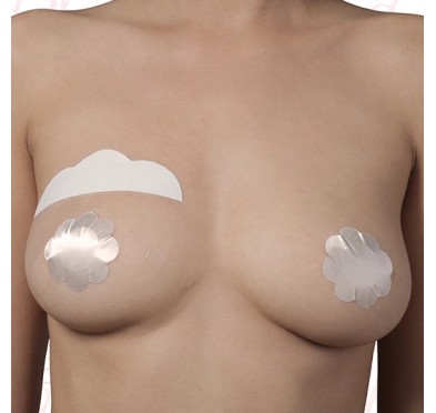 Taśmy do biustu i nakładki materiałowe - Bye Bra Breast Lift & Silk Nipple Covers Miseczka D-F 3 pary